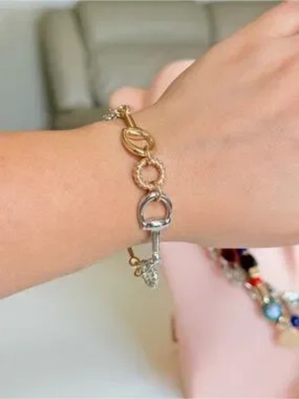 Gold and Silver Link Charm Bracelet